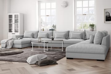 Dubai U-modulsofa Large med divan venstre ekstra dyp - Lysegrå - Møbler - Sofaer - Modulsofaer - Komplett modulsofa