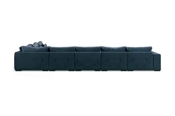 Dubai U-modulsofa Large med divan venstre fløyel ekstra dyp - Blå - Møbler - Sofaer - Fløyelssofaer