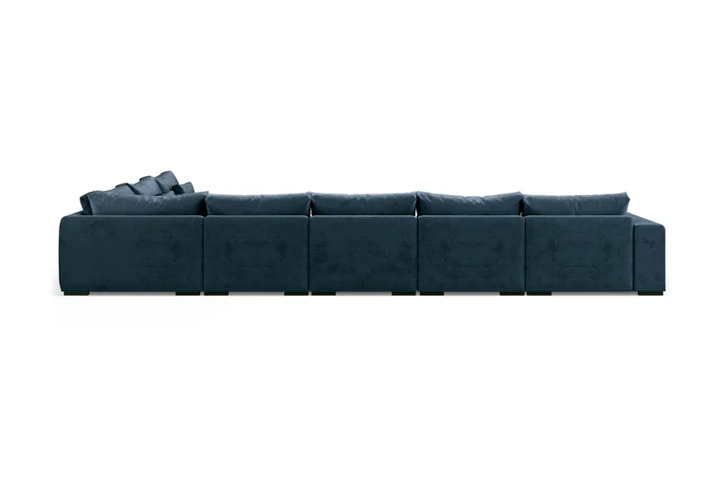 Dubai U-modulsofa Large med divan venstre fløyel ekstra dyp - Blå - Møbler - Sofaer - Fløyelssofaer
