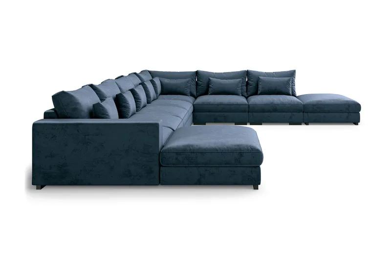 Dubai U-modulsofa Large med divan venstre fløyel ekstra dyp - Blå - Møbler - Sofaer - Fløyelssofaer