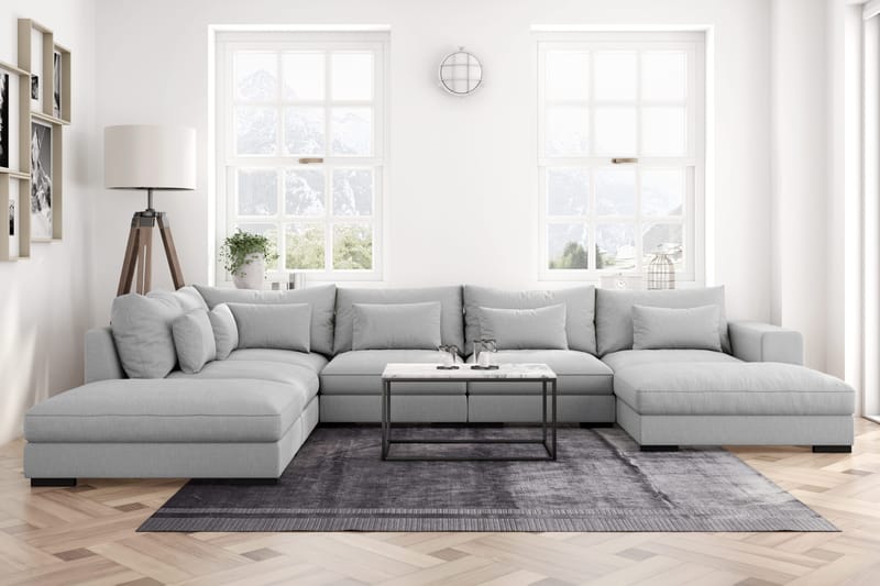 Dubai U-modulsofa med Divan Høyre - Lysegrå - Møbler - Sofaer - U-sofa