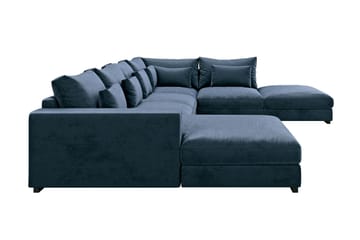 Dubai U-modulsofa med Divan Venstre Fløyel - Blå - Møbler - Sofaer - Modulsofaer - Komplett modulsofa