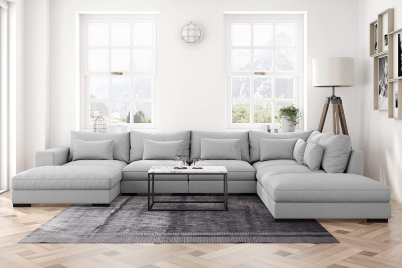 Dubai U-modulsofa med Divan Venstre - Lysegrå - Møbler - Sofaer - Modulsofaer - Komplett modulsofa