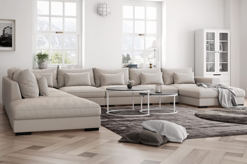 U-modulsofa Columbus Large med Divan Høyre - Beige - Komplett modulsofa