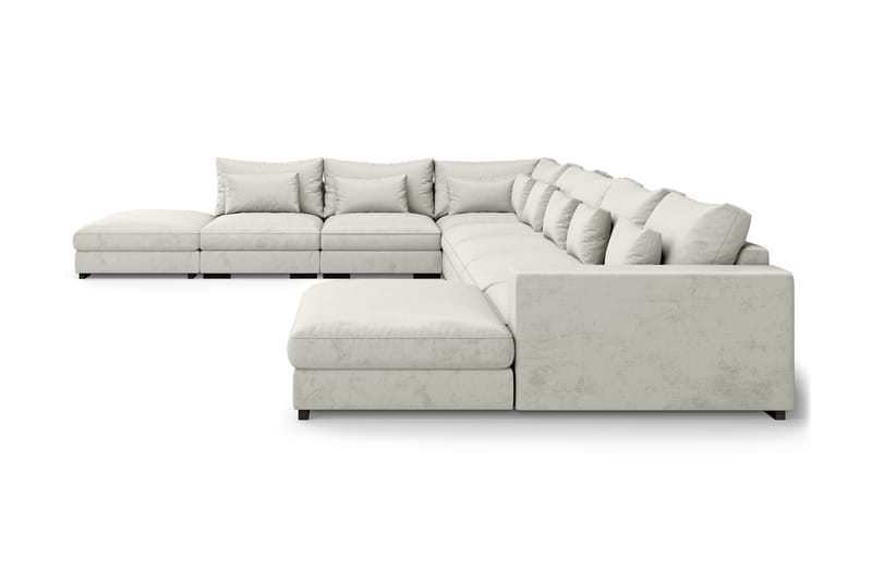U-modulsofa Columbus Large med Divan Høyre Fløyel - Hvit - Møbler - Sofaer - Modulsofaer - Komplett modulsofa