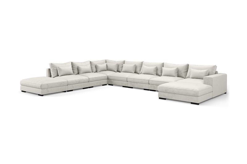 U-modulsofa Columbus Large med Divan Høyre Fløyel - Hvit - Møbler - Sofaer - Modulsofaer - Komplett modulsofa