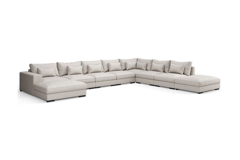 U-modulsofa Columbus Large med Divan Venstre - Beige - Komplett modulsofa