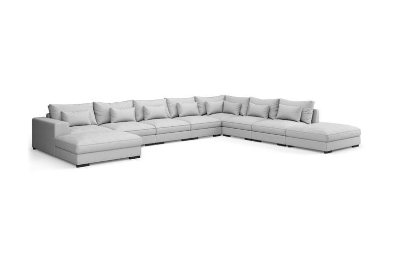 U-modulsofa Columbus Large med Divan Venstre - Lysgrå - Komplett modulsofa