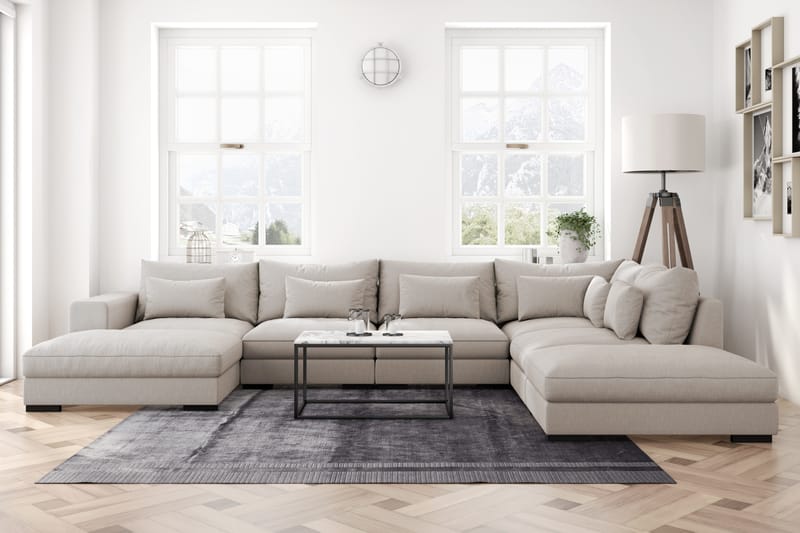 U-modulsofa Columbus med Divan Venstre - Beige - Komplett modulsofa