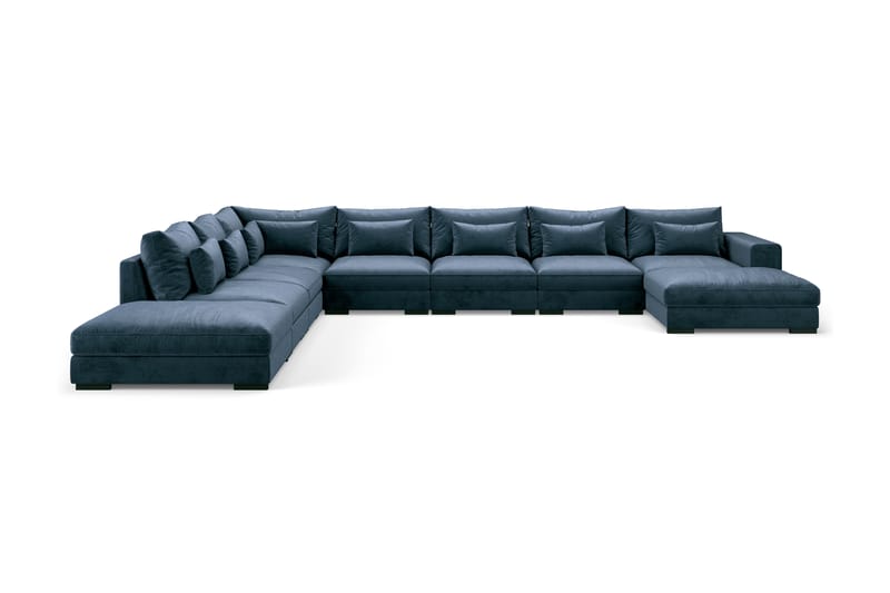 U-modulsofa Dubai Large med Divan Høyre Fløyel - Blå - Møbler - Sofaer - Modulsofaer - Komplett modulsofa