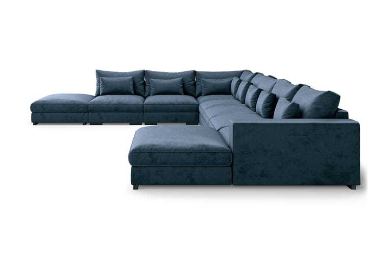 U-modulsofa Dubai Large med Divan Høyre Fløyel - Blå - Møbler - Sofaer - Modulsofaer - Komplett modulsofa