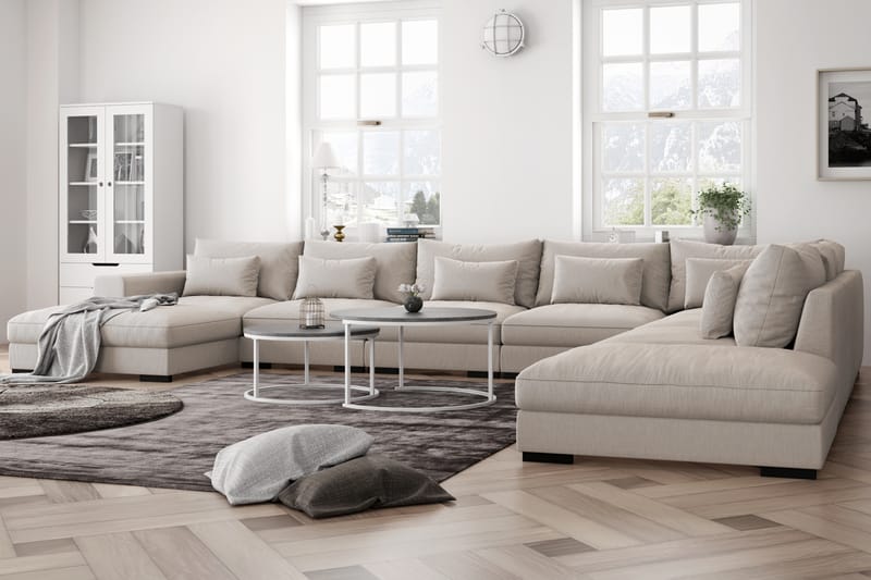 U-modulsofa Dubai Large med Divan Venstre - Beige - Møbler - Sofaer - Modulsofaer - Komplett modulsofa