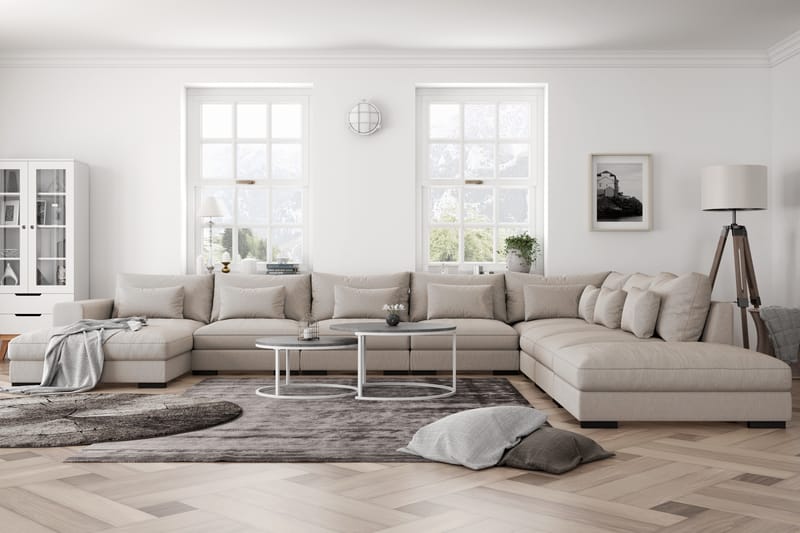 U-modulsofa Dubai Large med Divan Venstre - Beige - Møbler - Sofaer - Modulsofaer - Komplett modulsofa