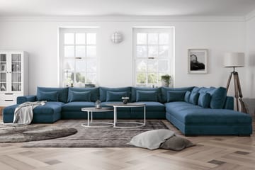 U-modulsofa Dubai Large med Divan Venstre Fløyel - Blå - Møbler - Sofaer - Modulsofaer - Komplett modulsofa