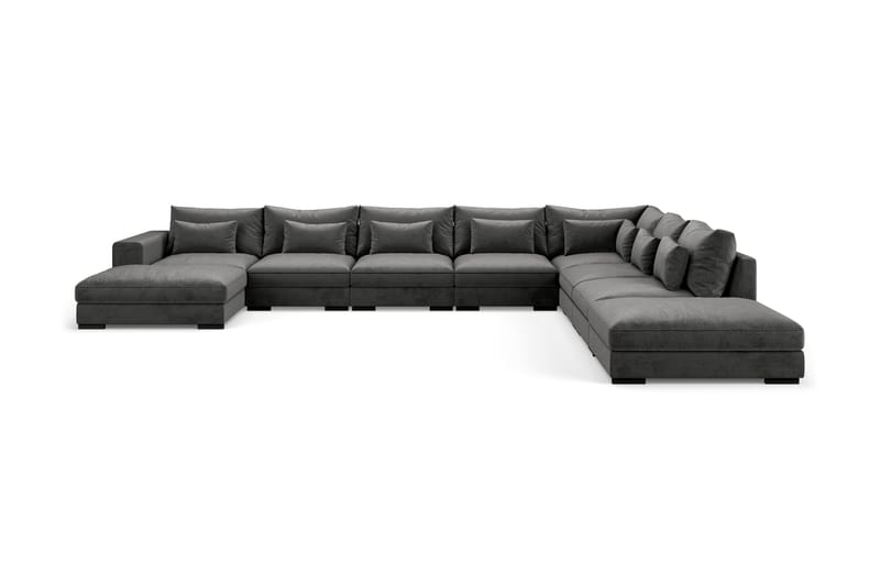 U-modulsofa Dubai Large med Divan Venstre Fløyel - Mørkgrå - Møbler - Sofaer - Modulsofaer - Komplett modulsofa