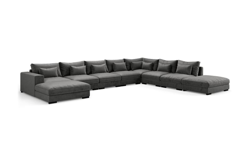 U-modulsofa Dubai Large med Divan Venstre Fløyel - Mørkgrå - Møbler - Sofaer - Modulsofaer - Komplett modulsofa