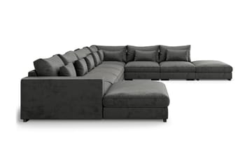 U-modulsofa Dubai Large med Divan Venstre Fløyel - Mørkgrå - Møbler - Sofaer - Modulsofaer - Komplett modulsofa