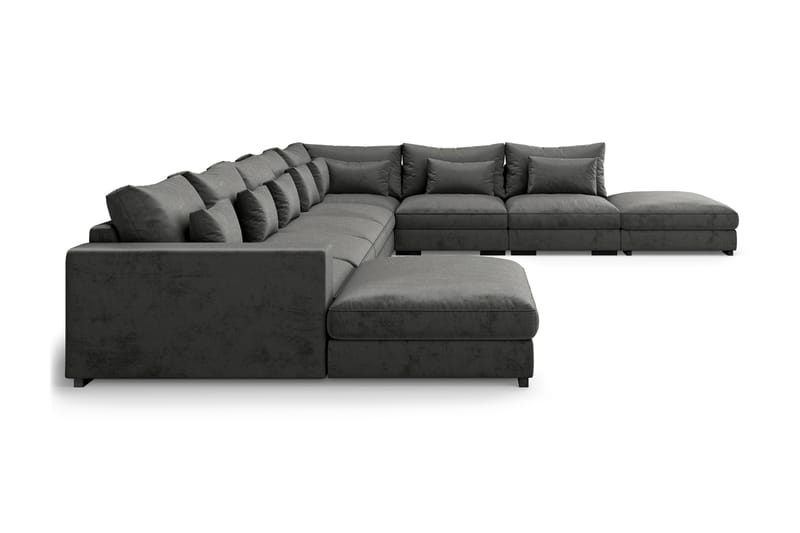 U-modulsofa Dubai Large med Divan Venstre Fløyel - Mørkgrå - Møbler - Sofaer - Modulsofaer - Komplett modulsofa