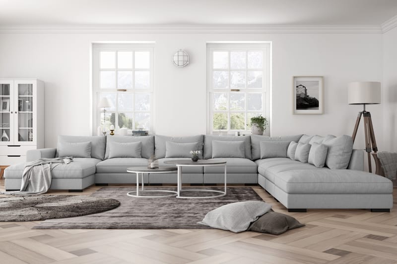 U-modulsofa Dubai Large med Divan Venstre - Lysgrå - Møbler - Sofaer - Modulsofaer - Komplett modulsofa