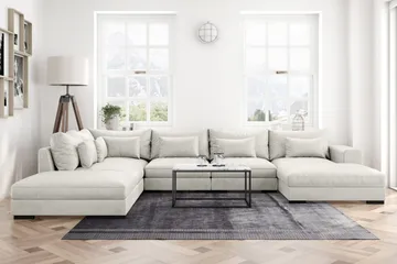 U-modulsofa Dubai med Divan Høyre Fløyel - Hvit - Møbler - Sofaer - Modulsofaer - Komplett modulsofa