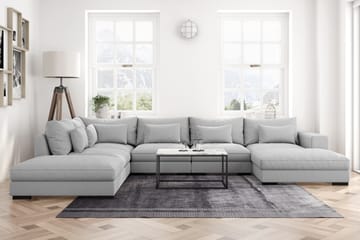 U-modulsofa Dubai med Divan Høyre - Lysgrå - Møbler - Sofaer - Modulsofaer - Komplett modulsofa