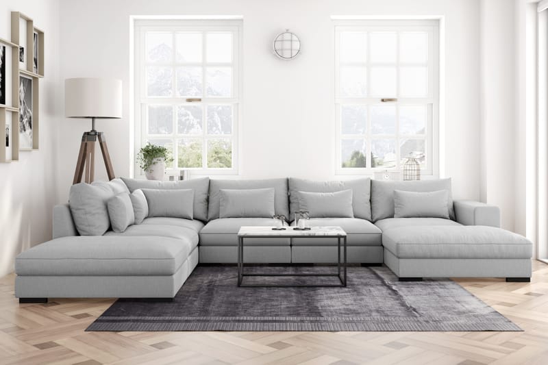U-modulsofa Dubai med Divan Høyre - Lysgrå - Møbler - Sofaer - Modulsofaer - Komplett modulsofa