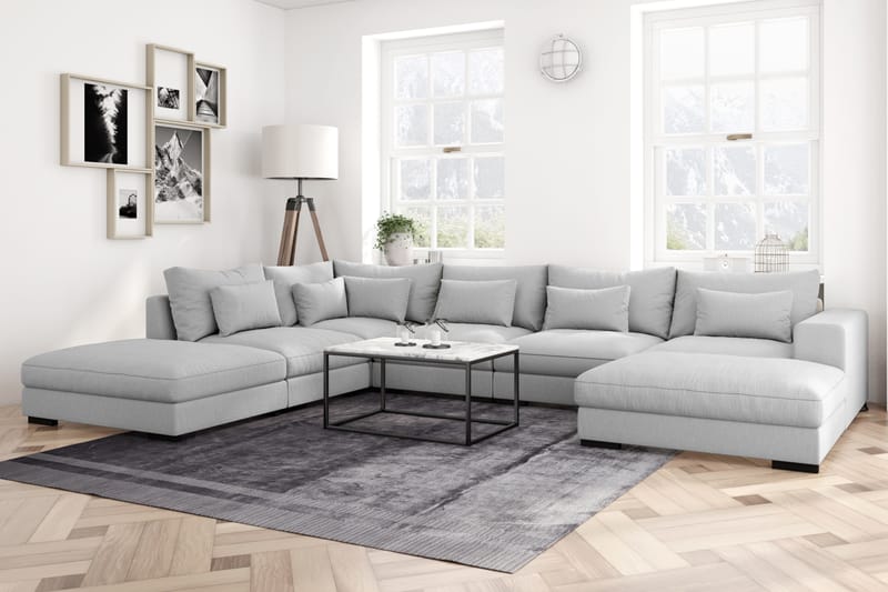 U-modulsofa Dubai med Divan Høyre - Lysgrå - Møbler - Sofaer - Modulsofaer - Komplett modulsofa