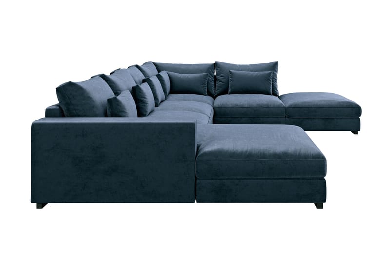 U-modulsofa Dubai med Divan Venstre Fløyel - Blå - Møbler - Sofaer - Modulsofaer - Komplett modulsofa