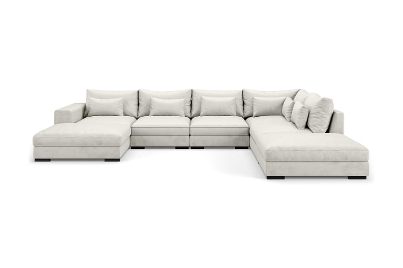 U-modulsofa Dubai med Divan Venstre Fløyel - Hvit - Møbler - Sofaer - Modulsofaer - Komplett modulsofa