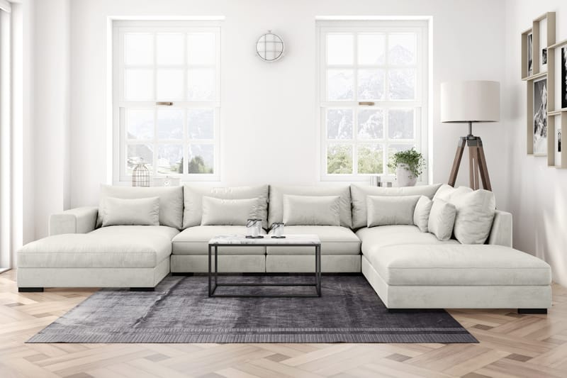U-modulsofa Dubai med Divan Venstre Fløyel - Hvit - Møbler - Sofaer - Modulsofaer - Komplett modulsofa