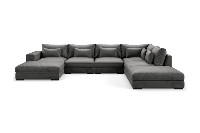 U-modulsofa Dubai med Divan Venstre Fløyel - Mørkgrå - Møbler - Sofaer - Modulsofaer - Komplett modulsofa