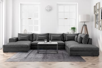 U-modulsofa Dubai med Divan Venstre Fløyel - Mørkgrå - Møbler - Sofaer - Modulsofaer - Komplett modulsofa