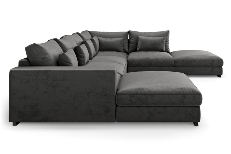 U-modulsofa Dubai med Divan Venstre Fløyel - Mørkgrå - Møbler - Sofaer - Modulsofaer - Komplett modulsofa