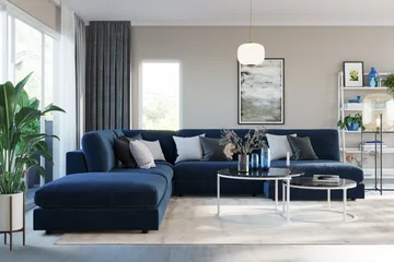 Arken 1-seters Midtmodul i Fløyel 90 cm bred - Blå - Møbler - Sofaer - Modulsofaer - Midtmodul