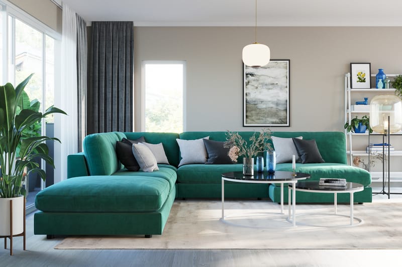 Arken 1-seters Midtmodul i Fløyel 90 cm bred - Grønn - Møbler - Sofaer - Modulsofaer - Midtmodul