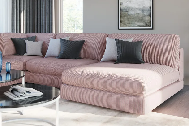 Arken 1-seters Midtmodul i Manchester 70 cm bred - Rosa - Møbler - Sofaer - Modulsofaer - Midtmodul
