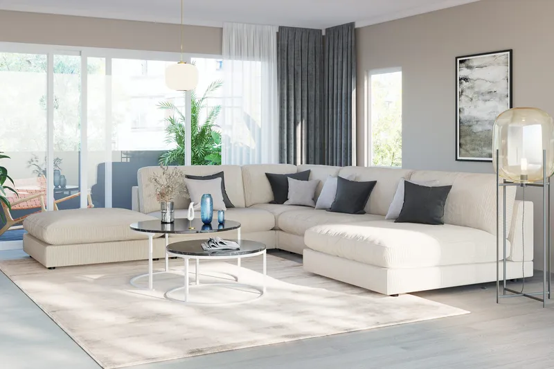 Arken 1-seters Midtmodul i Manchester 90 cm bred - Beige - Møbler - Sofaer - Modulsofaer - Midtmodul