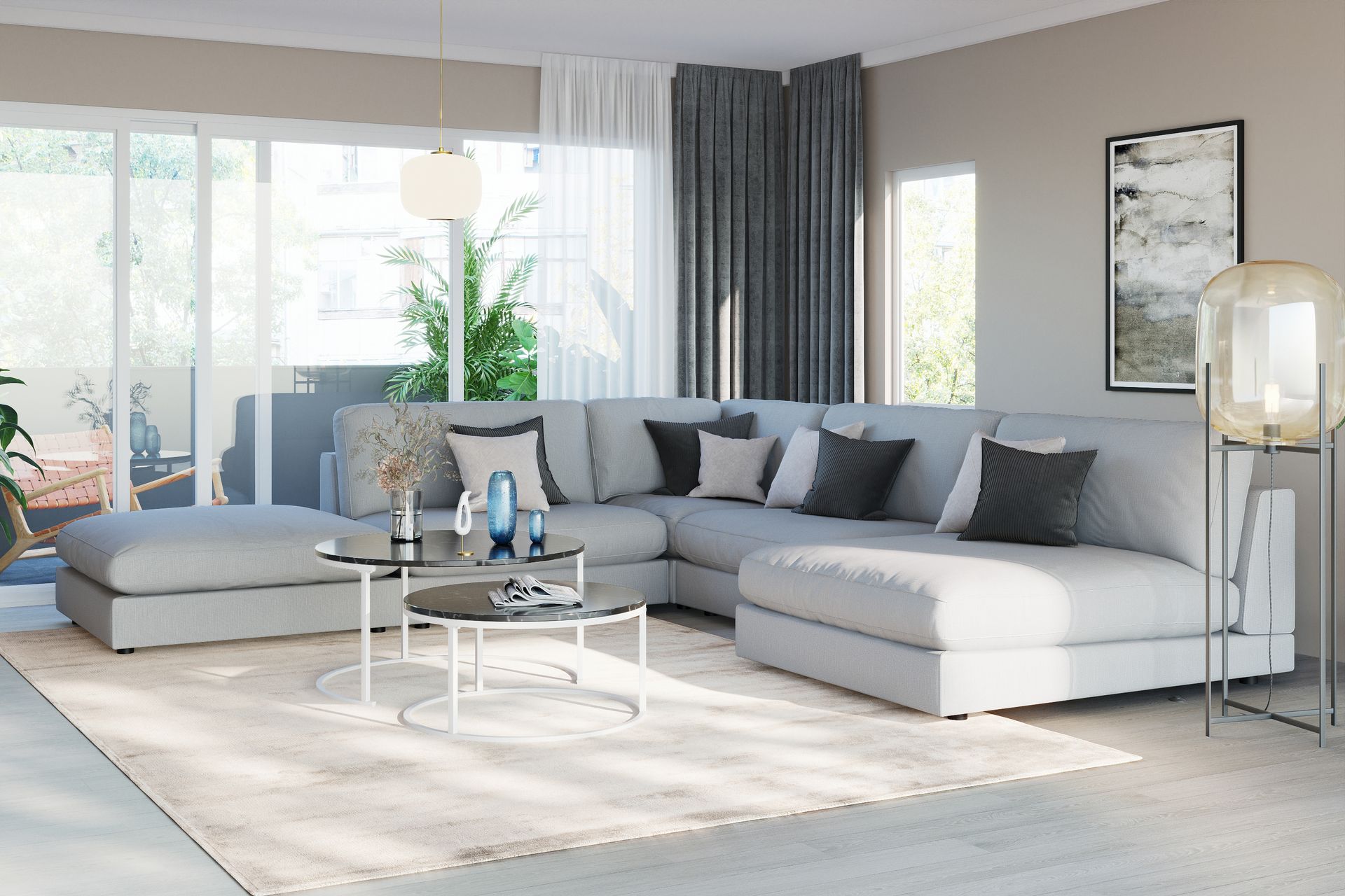 Arken 1-seters Midtmodul i Stoff 90 cm bred - Grå - Møbler - Sofaer - Modulsofaer - Midtmodul