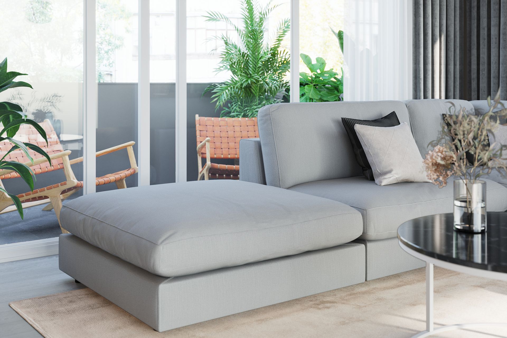 Arken 1-seters Midtmodul i Stoff 90 cm bred - Grå - Møbler - Sofaer - Modulsofaer - Midtmodul