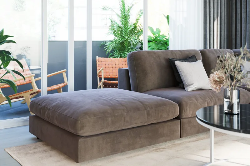 Arken 2-seters Midtmodul i Fløyel 120 cm bred - Brun - Møbler - Sofaer - Modulsofaer - Midtmodul