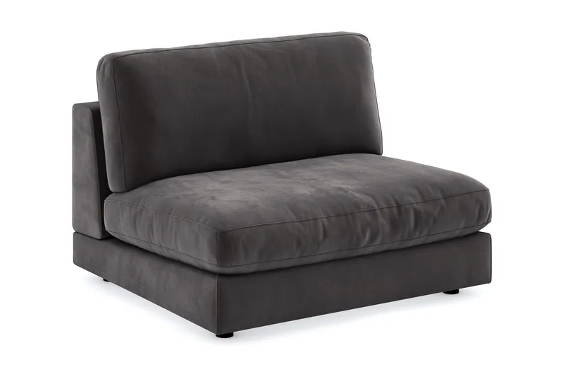 Arken 2-seters Midtmodul i Fløyel 120 cm bred, Mørk grå