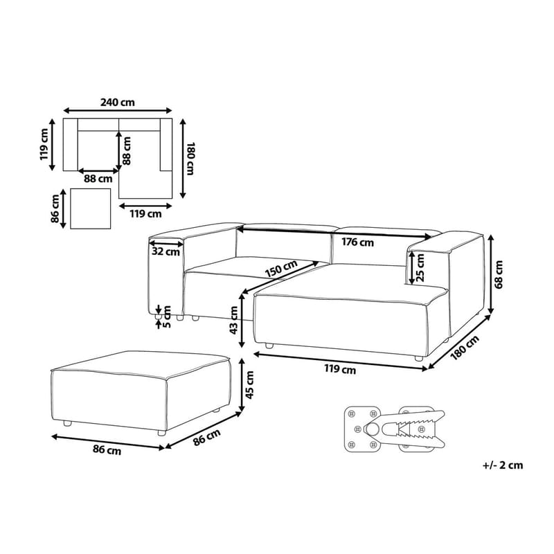 Modulær sofa med fotskammel Ardal - Møbler - Sofaer - Modulsofaer - Komplett modulsofa