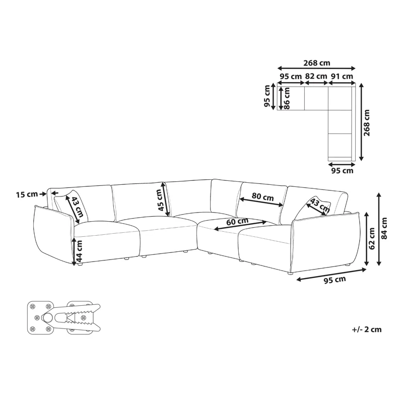 Modulsofa 5-seter Mesnali venstrevendt - Beige - Møbler - Sofaer - Modulsofaer - Komplett modulsofa