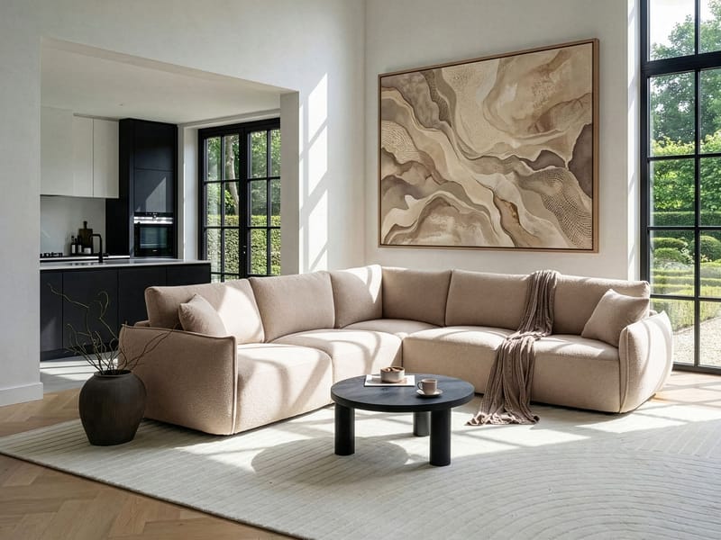 Modulsofa 5-seters Mesnali høyrevendt - Beige - Møbler - Sofaer - Modulsofaer - Komplett modulsofa