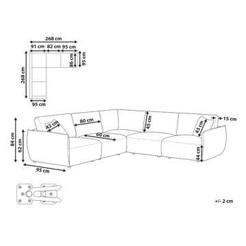 Modulsofa 5-seters Mesnali høyrevendt - Beige - Møbler - Sofaer - Modulsofaer - Komplett modulsofa