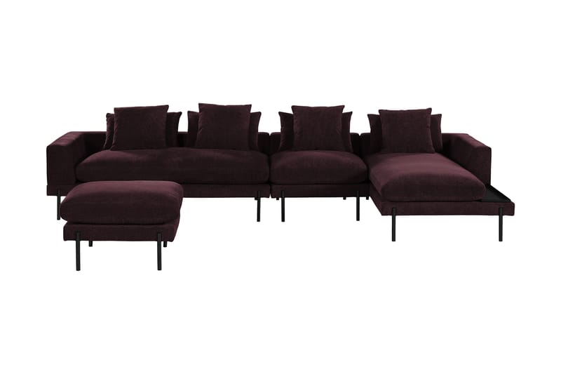 Modulsofa Treeton 4-seters med Divan - Mørkerød - Komplett modulsofa