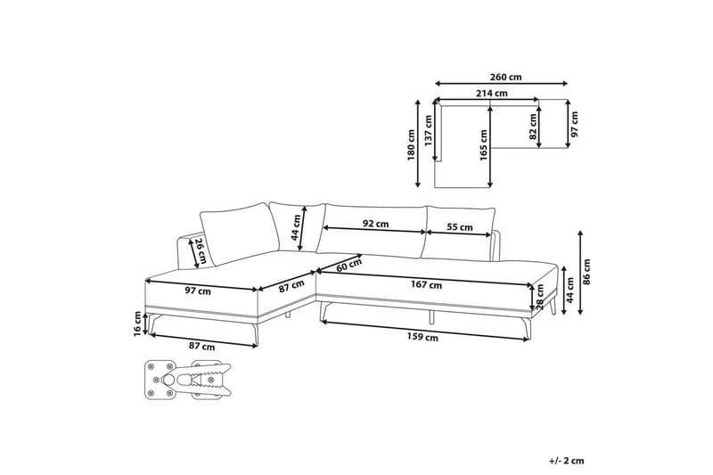 Modulsoffa Beliani Myken Beige/brun/svart, Högervänd Grey Left-faced - Møbler - Sofaer - Modulsofaer - Øvrige moduler til modulsofa