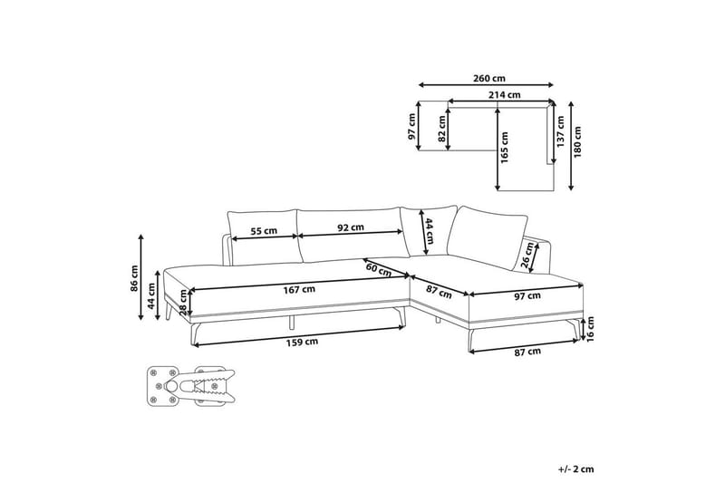 Modulsoffa Beliani Myken Beige/brun/svart, Högervänd Grey Right-faced - Grå - Møbler - Sofaer - Modulsofaer - Øvrige moduler til modulsofa