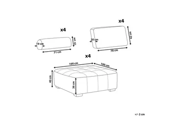 Modulsoffa Beliani Tibro Beige/ljust trä Beige||Light colored wood - Møbler - Sofaer - Modulsofaer - Komplett modulsofa