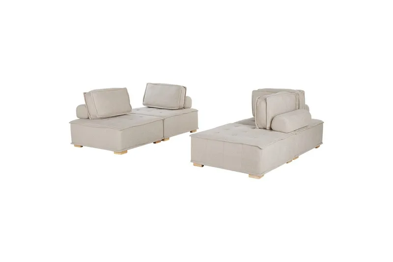 Modulsoffa Beliani Tibro Beige/ljust trä NO_BRAND Beige||Light colored wood
